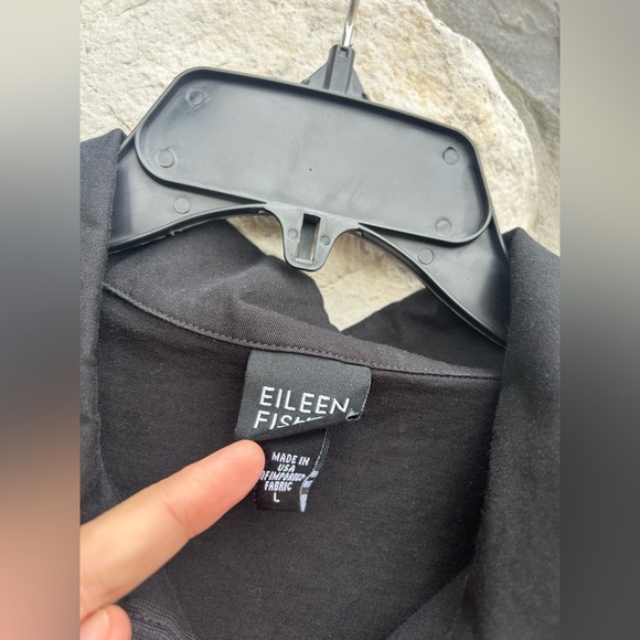 Eileen Fisher Black Jacket Sz L Lightweight Jacket Pockets Full Zip Quiet Luxury - Picture 3 of 8